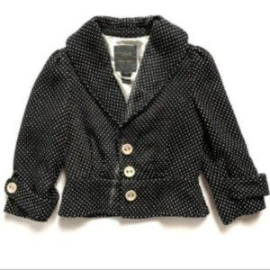 Sanctuary Couture Black Cropped Polka Dot Blazer Jacket Trendy Tailored